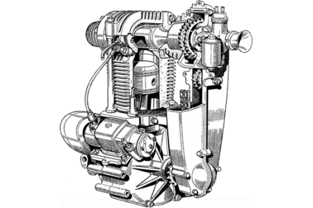Illustration of Cross Manufacturing rotary valve engine
