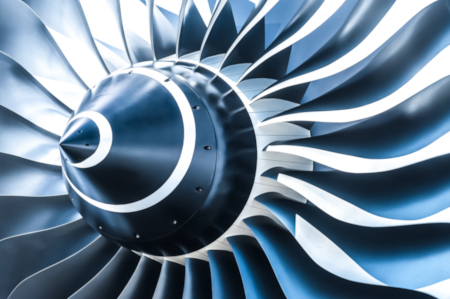 jet engine turbofan blades close up